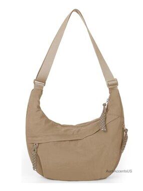 Nylon Crescent Crossbody Bag Medium Slouchy Hobo with Multiple Pockets